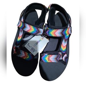 RAINBOW Adventure Sandals Pride Adult Black Large Womens 13 Mens10 Strappy Ankle